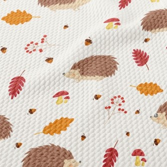 Hedgehog Foraging In Autumn Birdseye Piqué