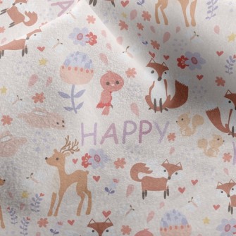 Happy Forest Animals Micro Fleece
