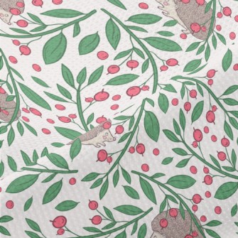 Hedgehog Eating Berries Piqué