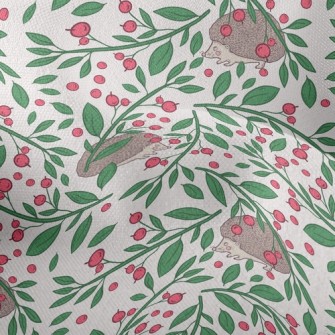 Hedgehog Eating Berries Lightweight Performance Linen