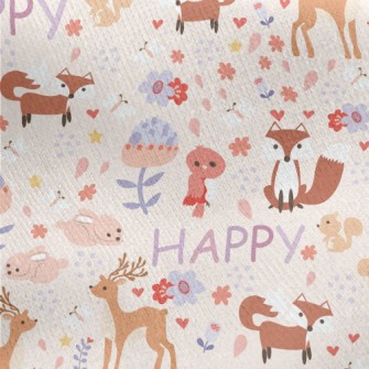 Happy Forest Animals Jersey Backed Fleece