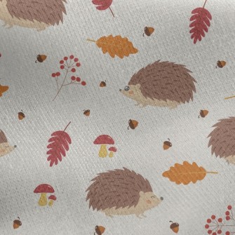 Hedgehog Foraging In Autumn Jersey Backed Fleece