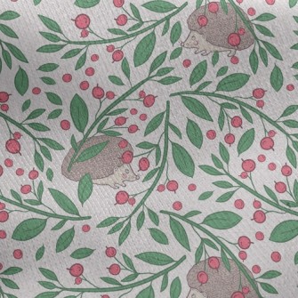 Hedgehog Eating Berries Jersey Backed Fleece