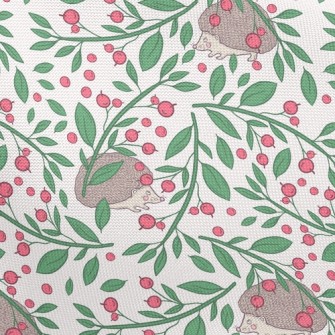 Hedgehog Eating Berries Pongee