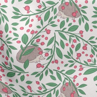Hedgehog Eating Berries Lightweight Cotton Poplin