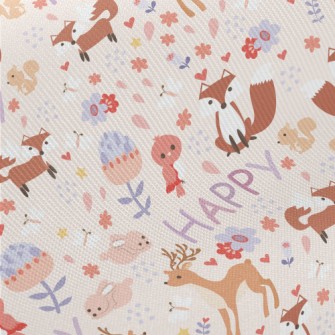 Happy Forest Animals Midweight Cotton Poplin
