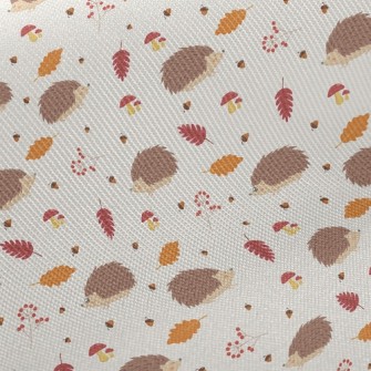Hedgehog Foraging In Autumn Midweight Cotton Poplin