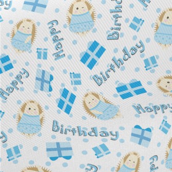 Happy Birthday Hedgehog Midweight Cotton Poplin