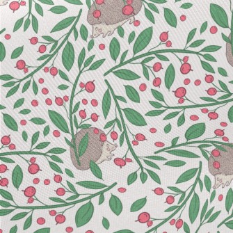 Hedgehog Eating Berries Midweight Cotton Poplin