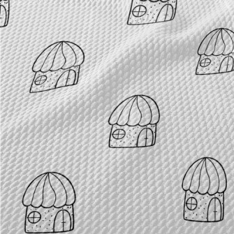 Hand Drawn Fairy Tale Houses Birdseye Piqué