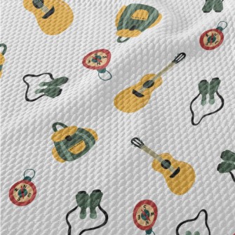 Hand Drawn Camping Equipment Birdseye Piqué