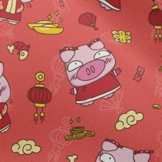 Happy New Year Piggy Chiffon