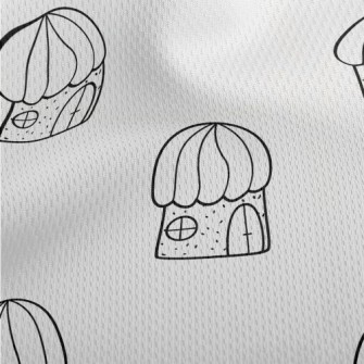 Hand Drawn Fairy Tale Houses Athletic Mesh Flat Back