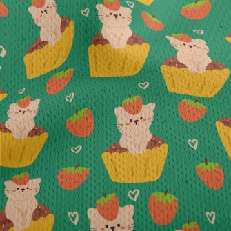 Cat Cup Cake Athletic Mesh Flat Back