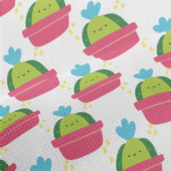 Cute Smiling Cactus Performance Linen