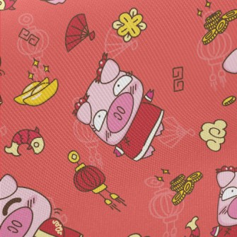 Happy New Year Piggy Twill