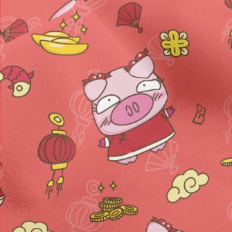 Happy New Year Piggy Micro Fleece
