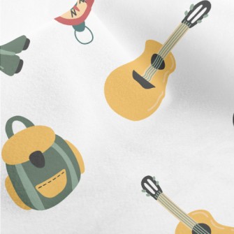 Hand Drawn Camping Equipment Micro Fleece