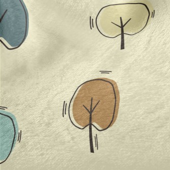 Hand Drawn Colorful Tree Minky