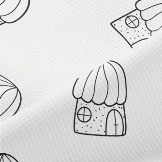 Hand Drawn Fairy Tale Houses Piqué