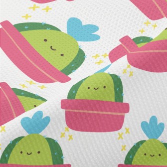 Cute Smiling Cactus Piqué