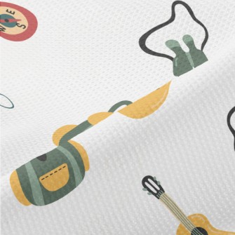 Hand Drawn Camping Equipment Piqué