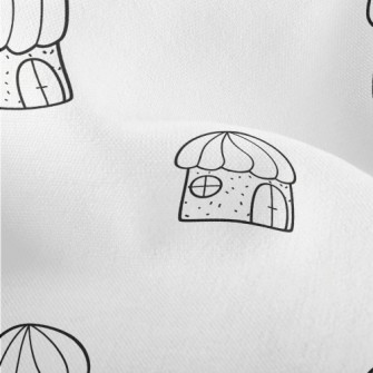 Hand Drawn Fairy Tale Houses Lightweight Performance Linen