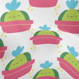 Cute Smiling Cactus Lightweight Performance Linen