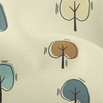 Hand Drawn Colorful Tree Lightweight Performance Linen