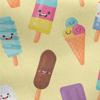 Happy Cartoon Popsicle Jersey Backed Fleece