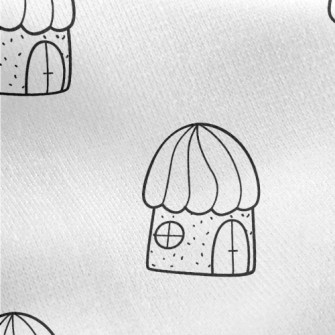 Hand Drawn Fairy Tale Houses Jersey Backed Fleece