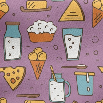 Cartoon Dairy Products Jersey Backed Fleece