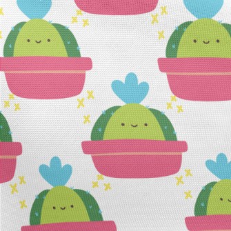 Cute Smiling Cactus Pongee