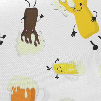 Retro Cartoon Beer Midweight Cotton Poplin