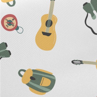 Hand Drawn Camping Equipment Midweight Cotton Poplin