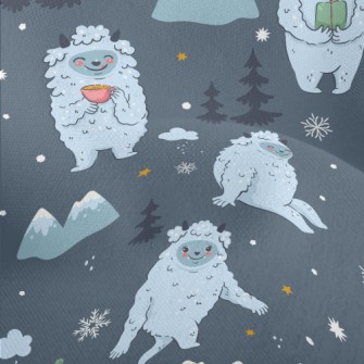 Cute Snow Monster In The Mount Lightweight Performance Linen