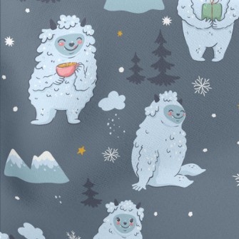 Cute Snow Monster In The Mount Lightweight Cotton Poplin