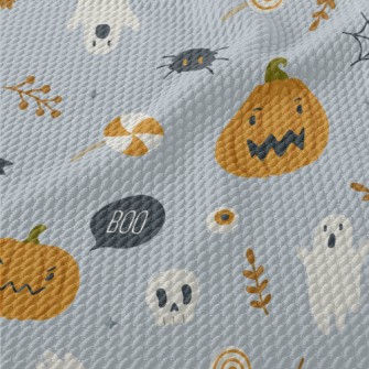 Halloween Pumpkin Ghost Birdseye Piqué