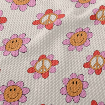 Peace Smiley Flowers Birdseye Piqué