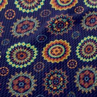 Colorful Ethnic Patterns Birdseye Piqué
