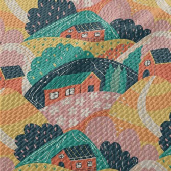 Rural Hillside House Birdseye Piqué