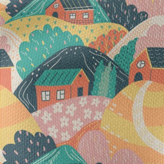 Rural Hillside House Waterproof Canvas