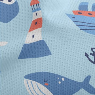 Lighthouse Whale Athletic Mesh Flat Back