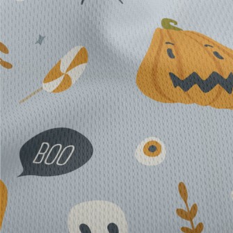 Halloween Pumpkin Ghost Athletic Mesh Flat Back