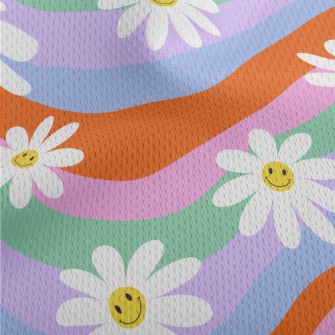 Colorful Smiling Flowers Athletic Mesh Flat Back
