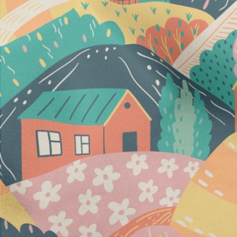 Rural Hillside House Micro Fleece