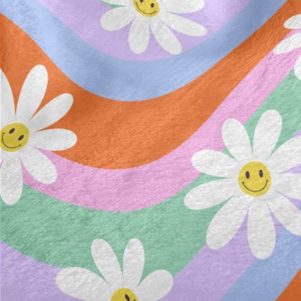 Colorful Smiling Flowers Minky