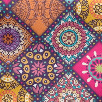 Gorgeous Retro Rhombus Flowers Jersey Backed Fleece