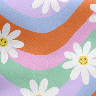 Colorful Smiling Flowers Jersey Backed Fleece
