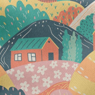 Rural Hillside House Jersey Backed Fleece